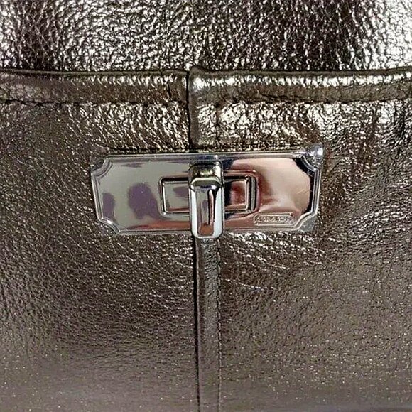 NWT! Coach Metallic Gunmetal Mini Chelsea Leather Satchel Bag - Picture 3 of 12